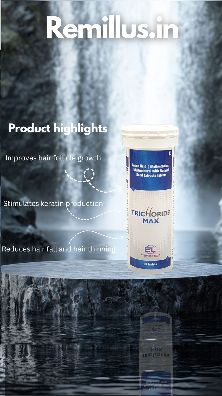 Trichoride Max Tablets (Biotin/Multi-Vitamins/Minerals/Amino Acids/Natural Seeds Extracts)