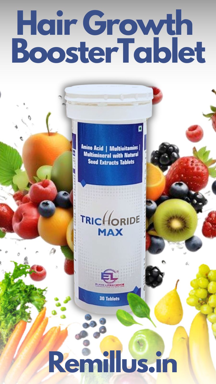 Trichoride Max Tablets (Biotin/Multi-Vitamins/Minerals/Amino Acids/Natural Seeds Extracts)